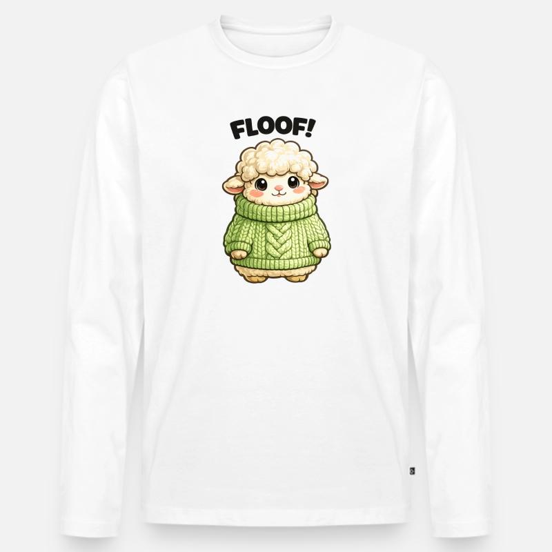 Kuscheliges Schäfchen Pullover Design - Männer Premium Bio Langarmshirt - Weiß