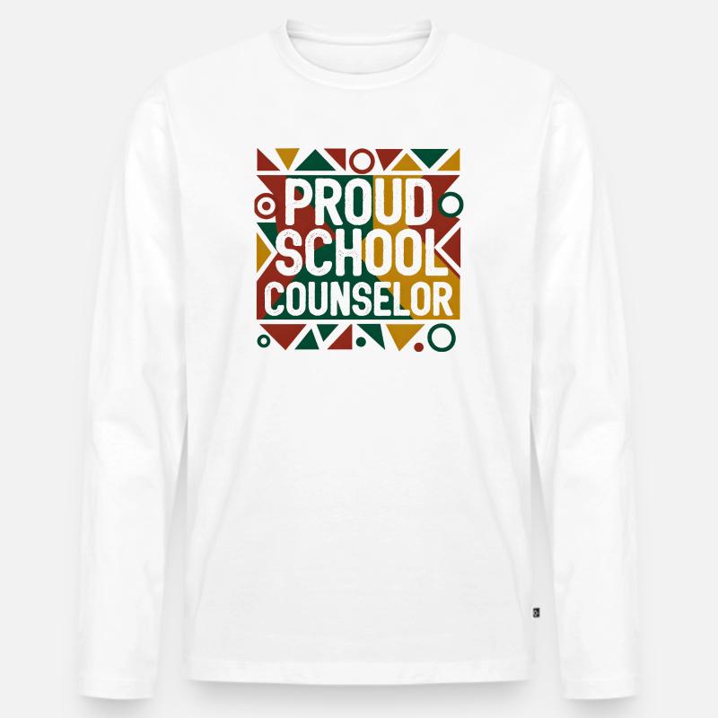 Stolzer Schulberater Geometrisch-Abstraktes Design - Männer Premium Bio Langarmshirt - Weiß