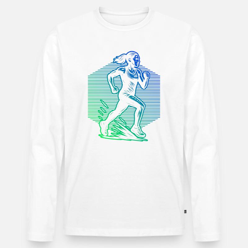 Rennen Power Running Design - Männer Premium Bio Langarmshirt - Weiß
