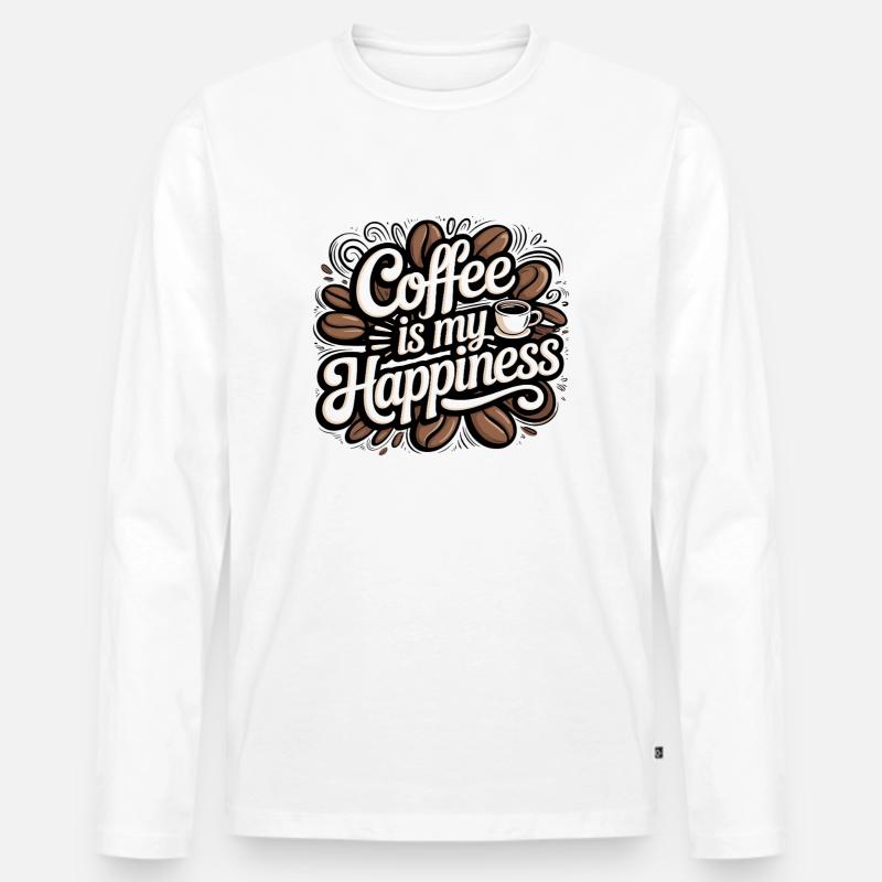 Kaffee ist meine Freude - Männer Premium Bio Langarmshirt - Weiß