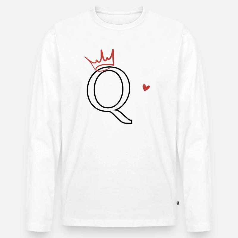 Buchstabe Q Kronenherz - Männer Premium Bio Langarmshirt - Weiß