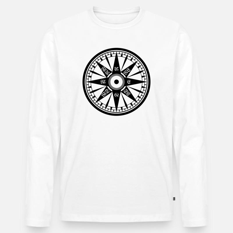 Kompass / Compass – Windrose, Schiffskompass - Männer Premium Bio Langarmshirt - Weiß