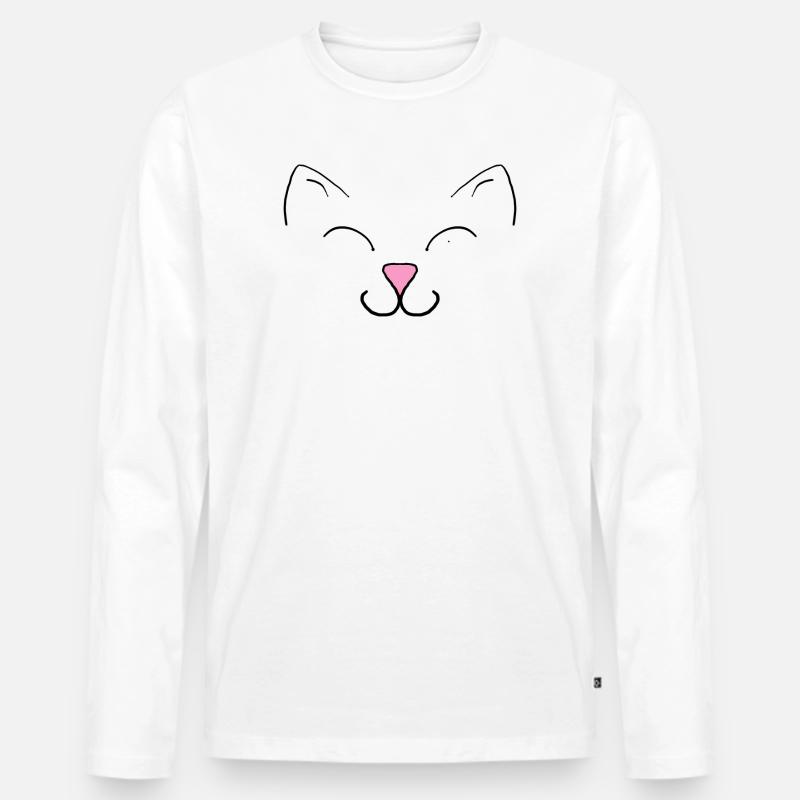 Katze - Männer Premium Bio Langarmshirt - Weiß