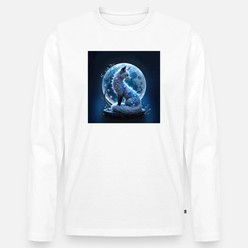 Blauer Edelstein Lunar Fuchs - Männer Premium Bio Langarmshirt - Weiß