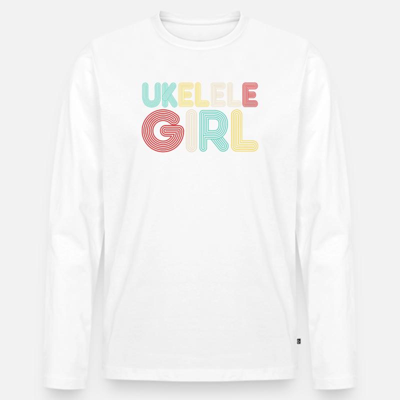 Hawaiian Ukulele Uke Retro 70s - Männer Premium Bio Langarmshirt - Weiß