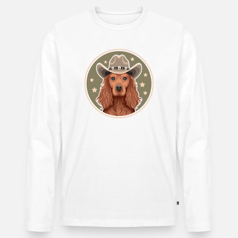 Cocker Spaniel Cowboy - Männer Premium Bio Langarmshirt - Weiß