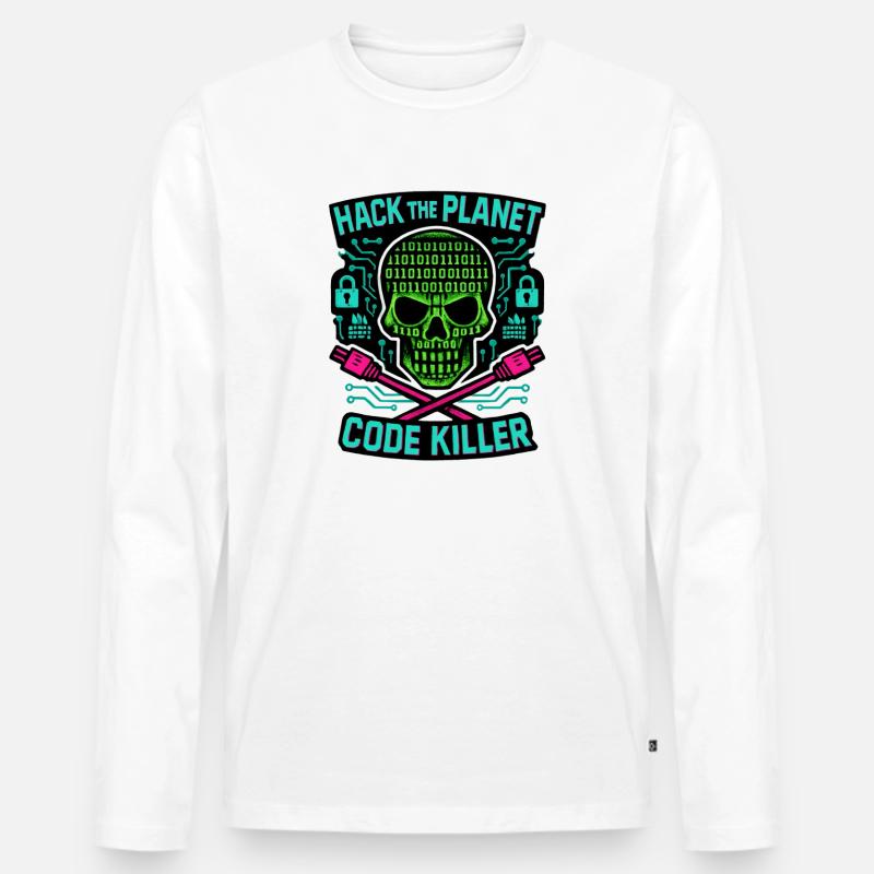 Cybersicherheit: Hack den Planeten - Männer Premium Bio Langarmshirt - Weiß