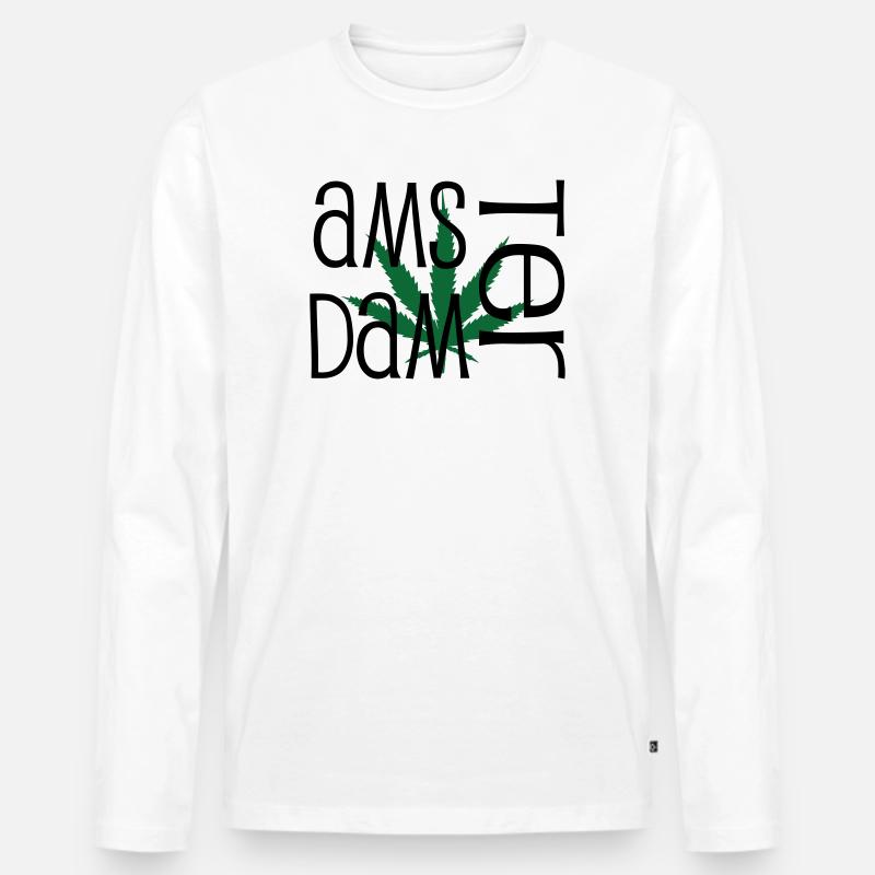 Amsterdam - Cannabis - Weed - Männer Premium Bio Langarmshirt - Weiß