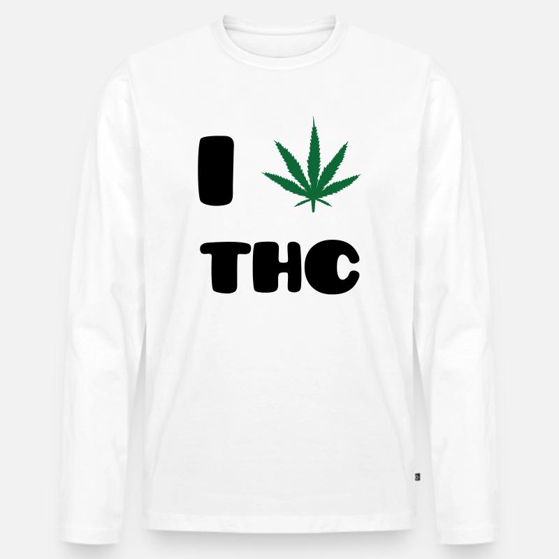 Ich liebe THC – Weed – Cannabis - Männer Premium Bio Langarmshirt - Weiß