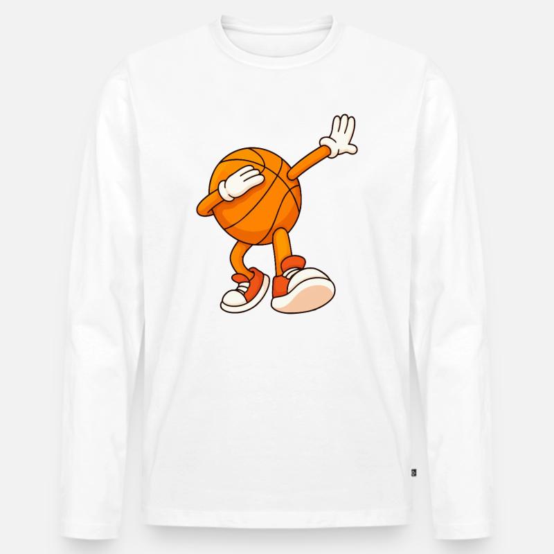 Basketball-Maskottchen Dunks - Männer Premium Bio Langarmshirt - Weiß