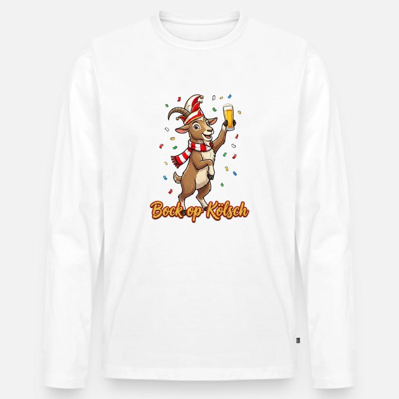 Bock op Kölsch - Köln Karneval Ziegenbock - Männer Premium Bio Langarmshirt - Weiß