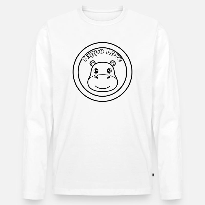 Hippo Love Nilpferd Logo - Männer Premium Bio Langarmshirt - Weiß