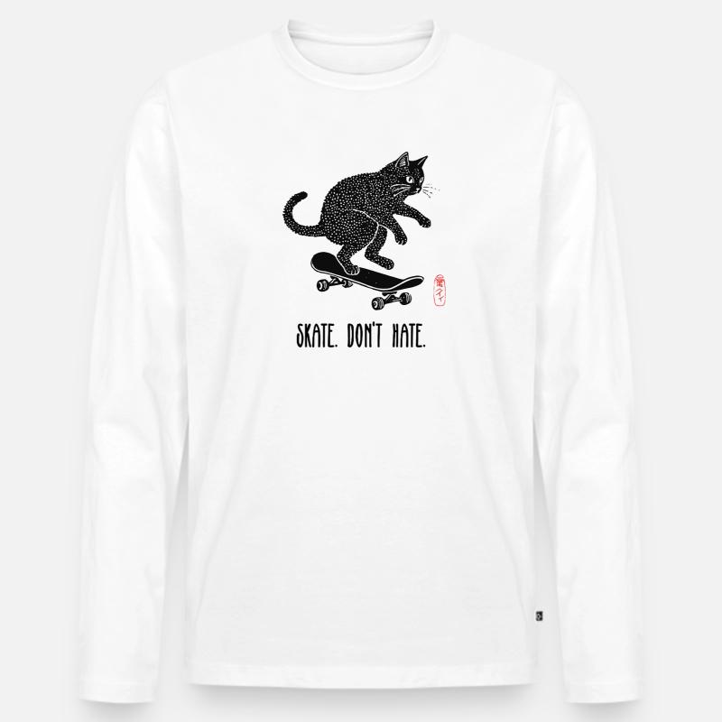 Skate, Don't Hate Kätzchen - Männer Premium Bio Langarmshirt - Weiß