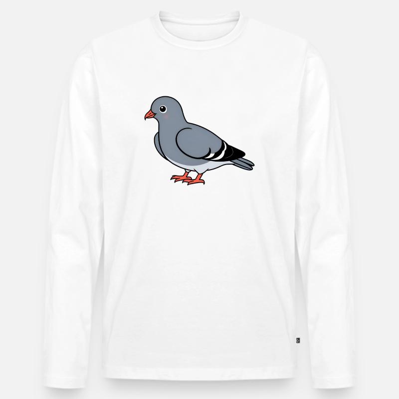 Cartoontaube Grau mit Orangenfüßen - Männer Premium Bio Langarmshirt - Weiß