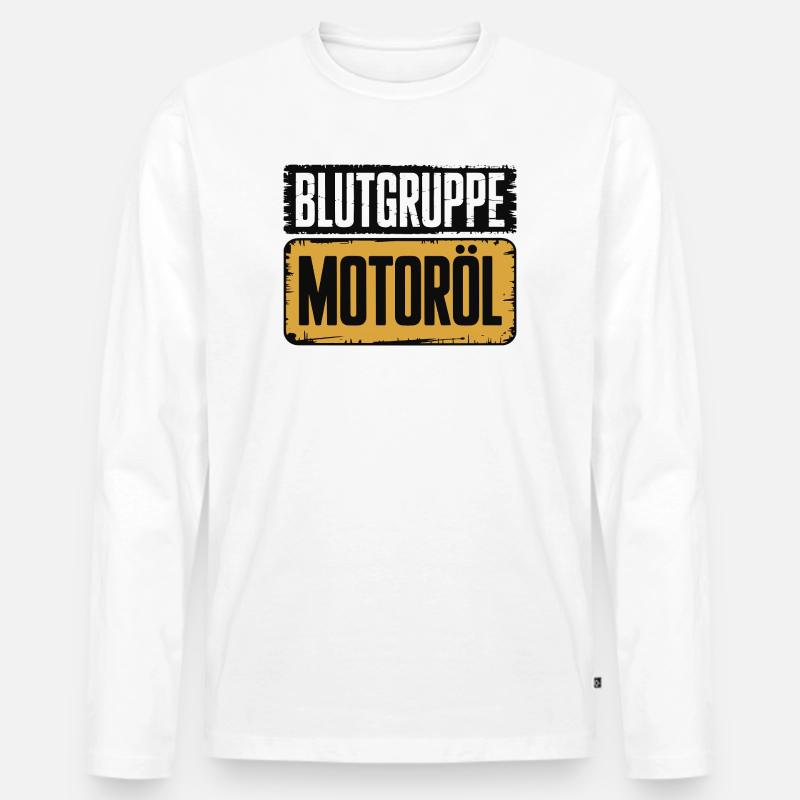 Blutgruppe Motoröl Schrauber Design - Männer Premium Bio Langarmshirt - Weiß