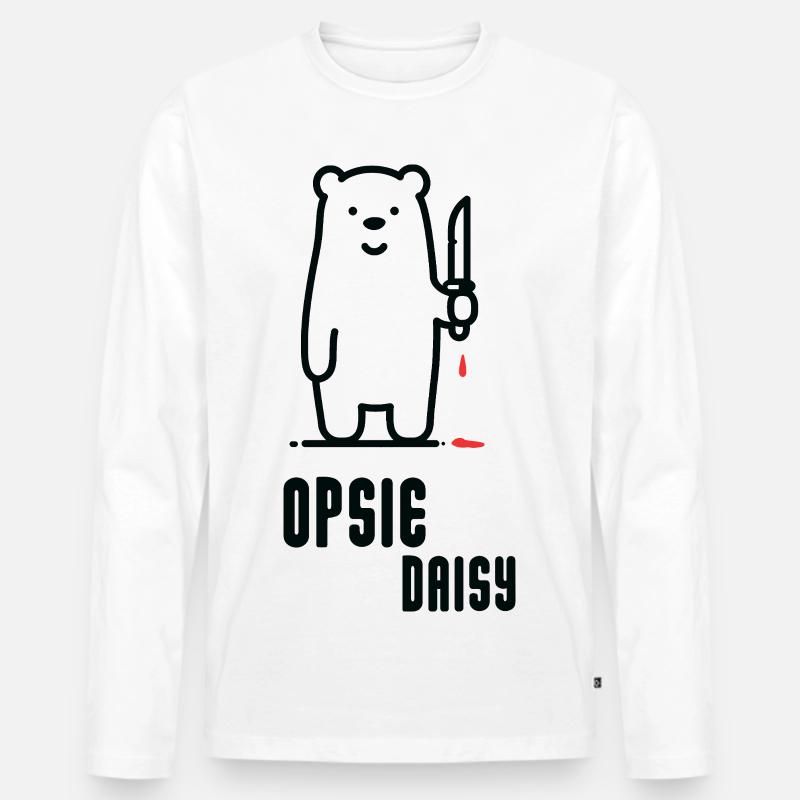 Bär mit Messer – Opsie Daisy - Männer Premium Bio Langarmshirt - Weiß