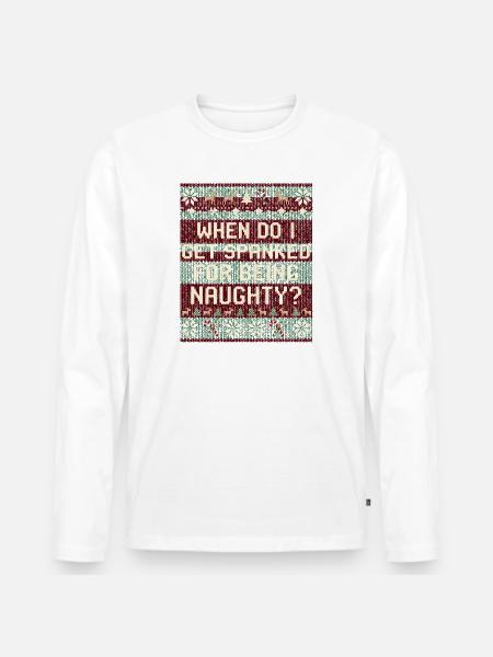 Quand serai-je puni ? Noël coquin - T-shirt manches longues Premium bio Homme - blanc
