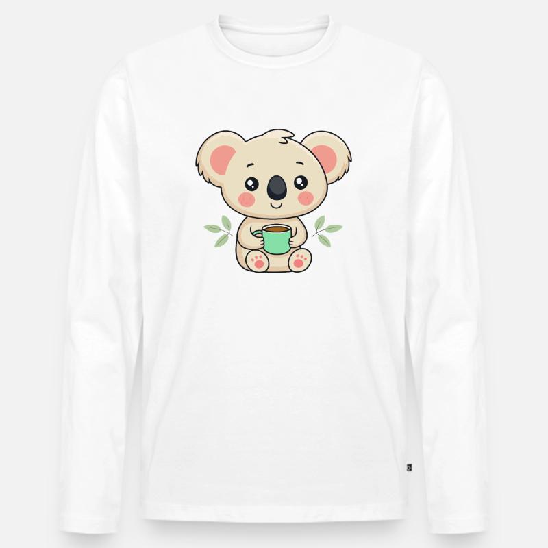 Koala-Süßkaffee - Männer Premium Bio Langarmshirt - Weiß