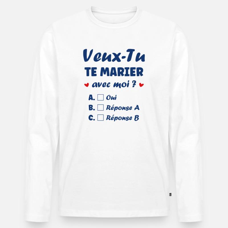 Willst du mich heiraten - Männer Premium Bio Langarmshirt - Weiß