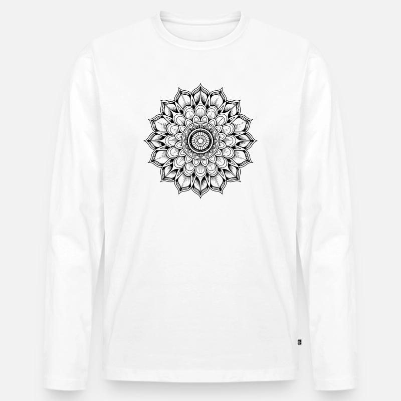 Mandala - Männer Premium Bio Langarmshirt - Weiß