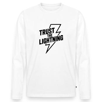 Vertraue dem Lightning - Männer Premium Bio Langarmshirt - Weiß - Vorne - Nico (187cm)