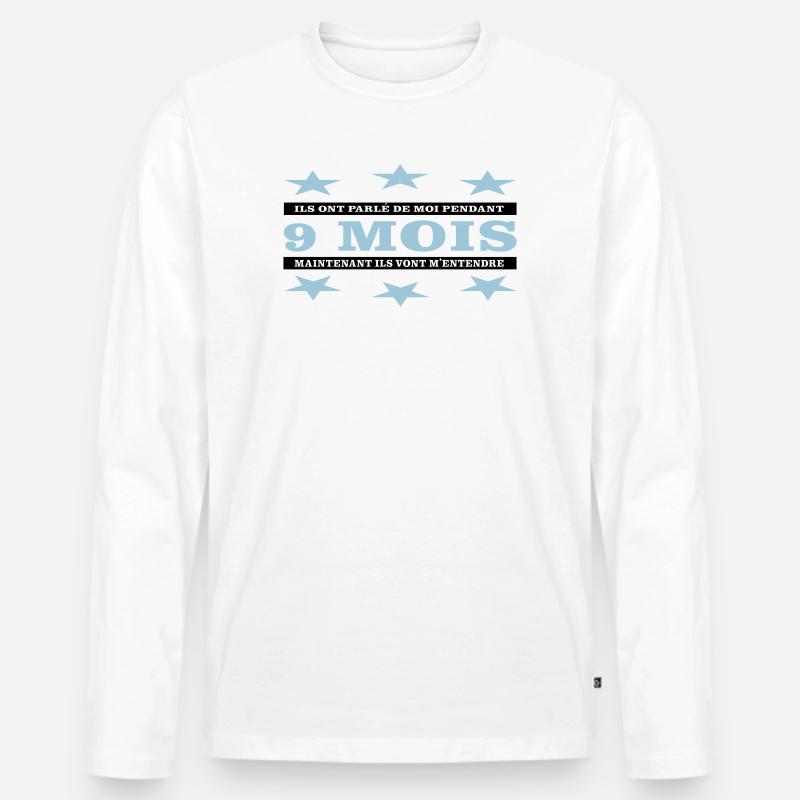 9 Monate - Männer Premium Bio Langarmshirt - Weiß