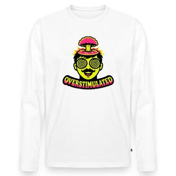 Overstimulated Neon Head - Men's Premium Organic Long Sleeve Shirt - white - Front - Nico (187cm)