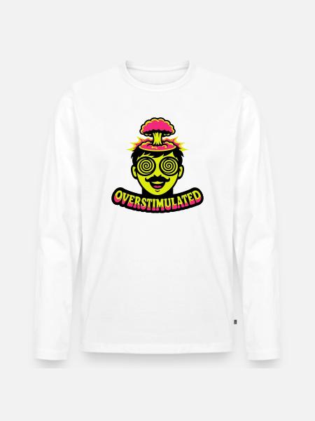 Overstimulated Neon Head - Men's Premium Organic Long Sleeve Shirt - white