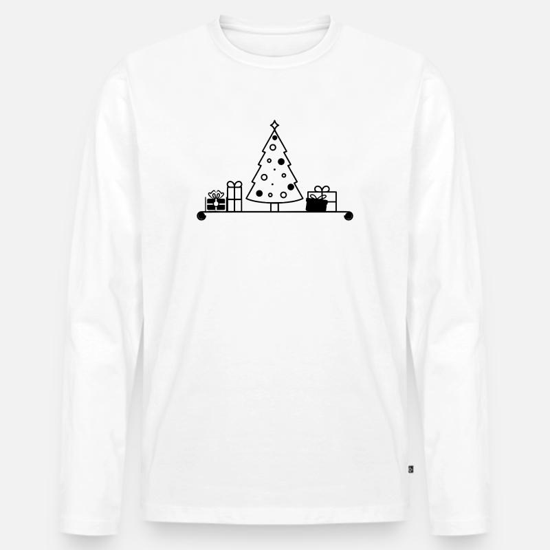 Weihnachtsbaum auf Regal mit Geschenken - Männer Premium Bio Langarmshirt - Weiß