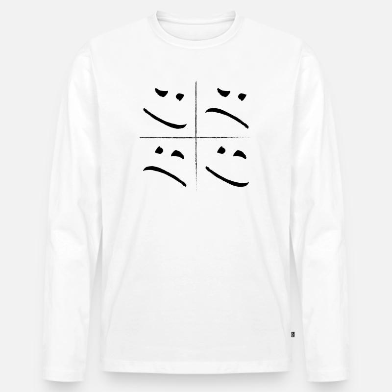 split face sad good - Männer Premium Bio Langarmshirt - Weiß