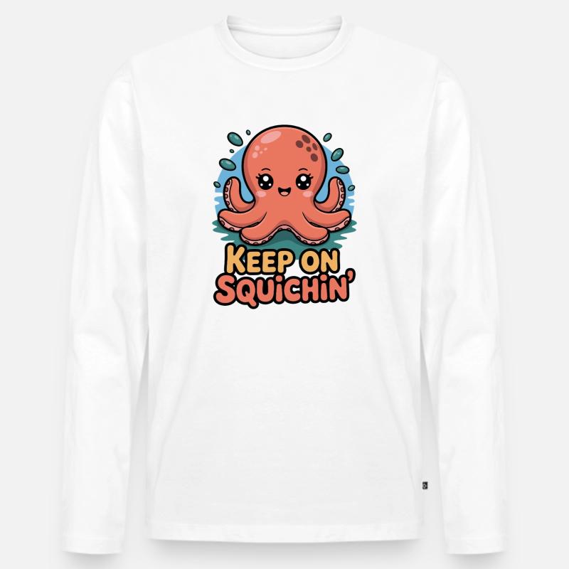 Keep On Squichin Kraken Cartoon - Männer Premium Bio Langarmshirt - Weiß