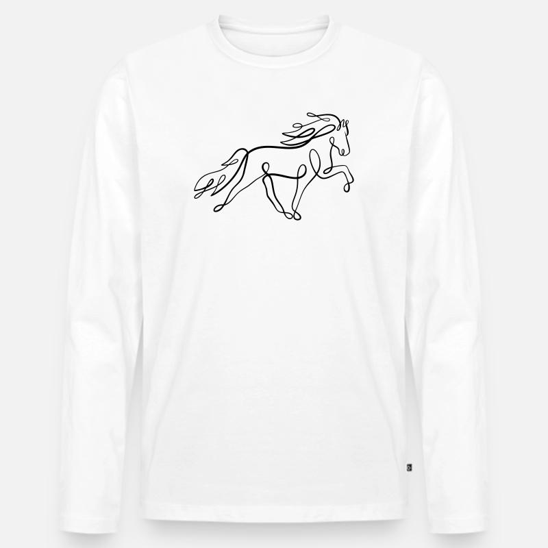 Islandpferd Oneliner im Tölt  - Männer Premium Bio Langarmshirt - Weiß