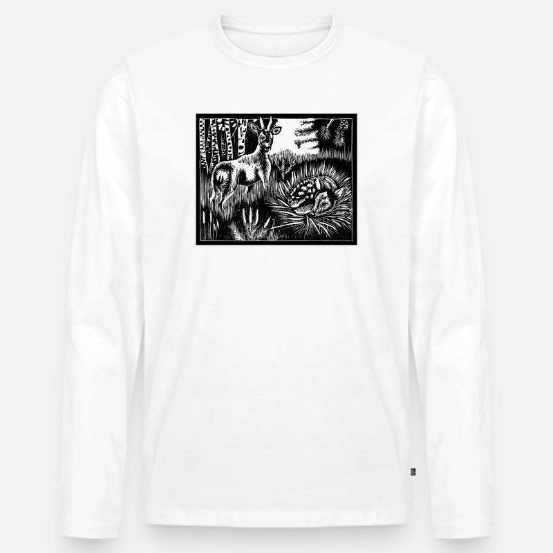 Alfabeest-Rehe - Männer Premium Bio Langarmshirt - Weiß