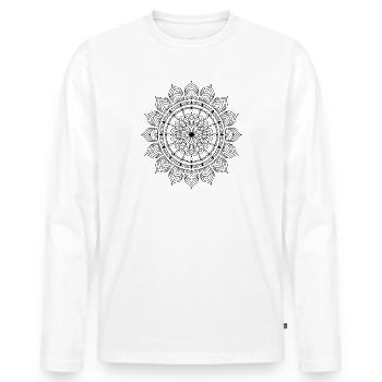 Mandala - Männer Premium Bio Langarmshirt - Weiß - Vorne - Nico (187cm)