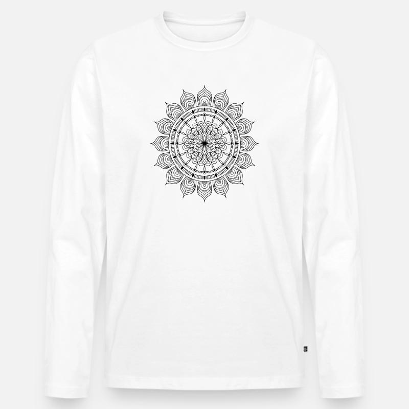 Mandala - Männer Premium Bio Langarmshirt - Weiß