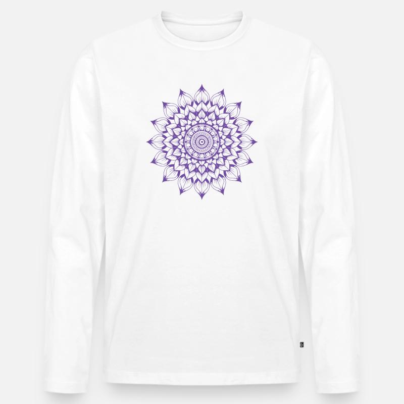 Mandala - Männer Premium Bio Langarmshirt - Weiß