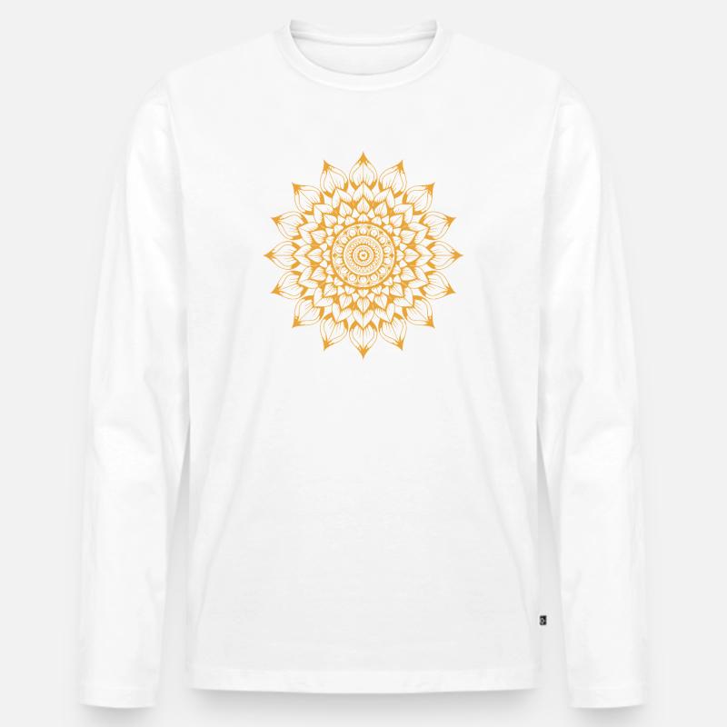 Mandala - Männer Premium Bio Langarmshirt - Weiß