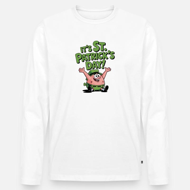 Kartoffelspaß St Patrick's Day - Männer Premium Bio Langarmshirt - Weiß