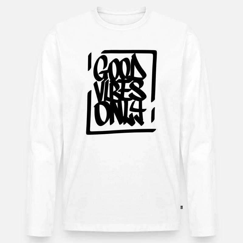 Gute Vibes Lebensmotto - Männer Premium Bio Langarmshirt - Weiß