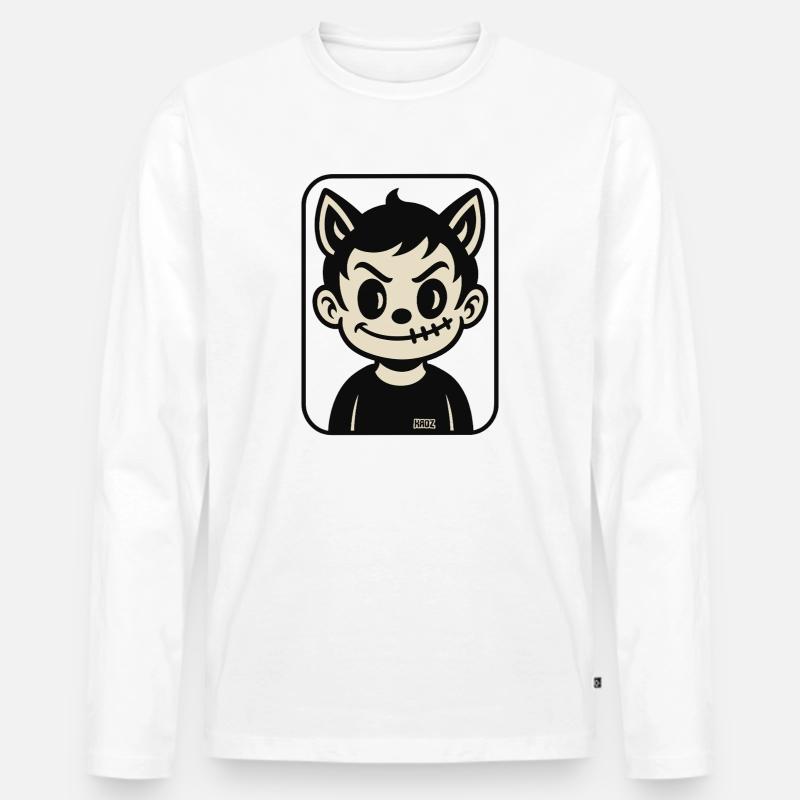Stichwolf Maskottchen - Männer Premium Bio Langarmshirt - Weiß