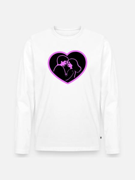 Herz Verliebt Paar - Männer Premium Bio Langarmshirt - Weiß