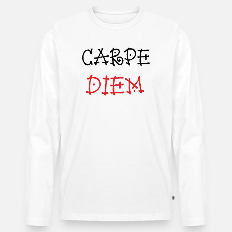 Carpe Diem – Epikureer - Männer Premium Bio Langarmshirt - Weiß