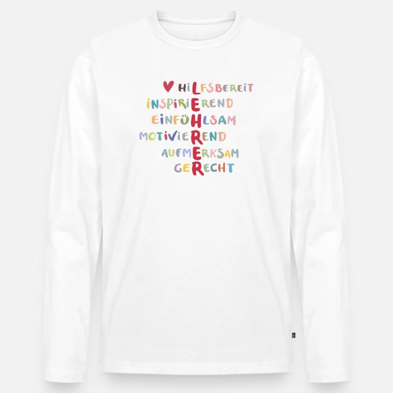 Farbenfrohe Werte Collage – Hilfsbereit - Männer Premium Bio Langarmshirt - Weiß