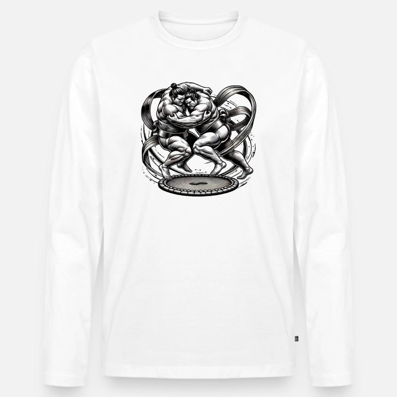 Sumo Ringer im Duell - Männer Premium Bio Langarmshirt - Weiß