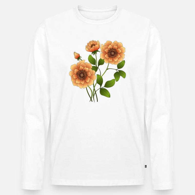 Blumen - Männer Premium Bio Langarmshirt - Weiß