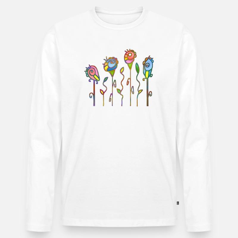 Blumen - Männer Premium Bio Langarmshirt - Weiß