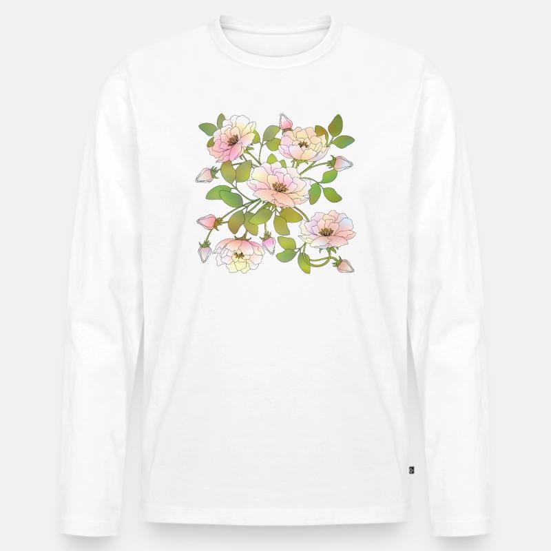 Blumen - Männer Premium Bio Langarmshirt - Weiß
