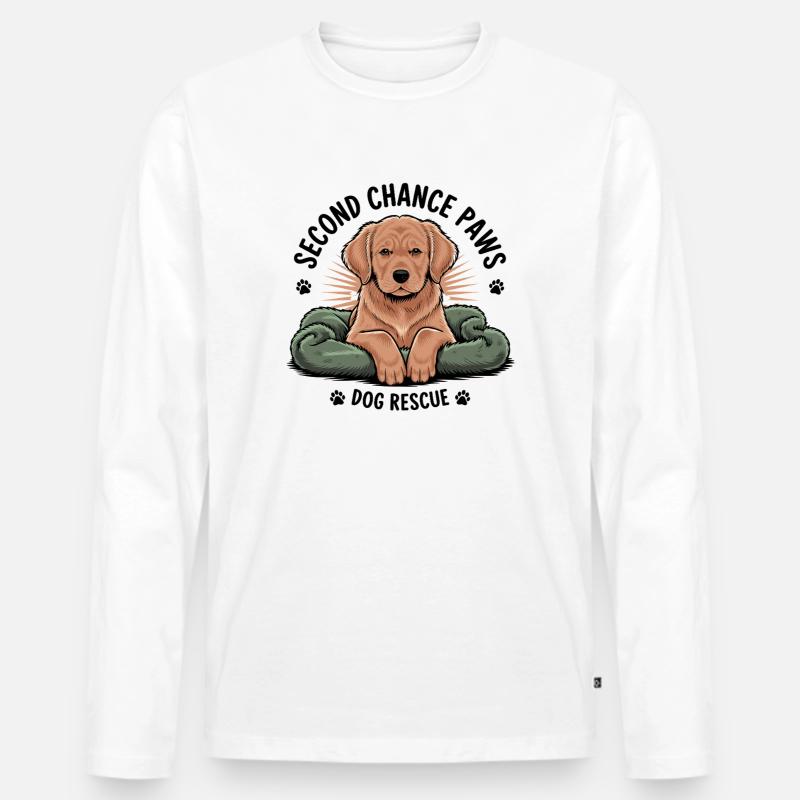 Second Chance Paws Hund Rettung - Männer Premium Bio Langarmshirt - Weiß