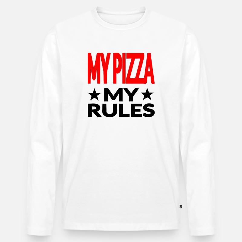 Pizza - Männer Premium Bio Langarmshirt - Weiß
