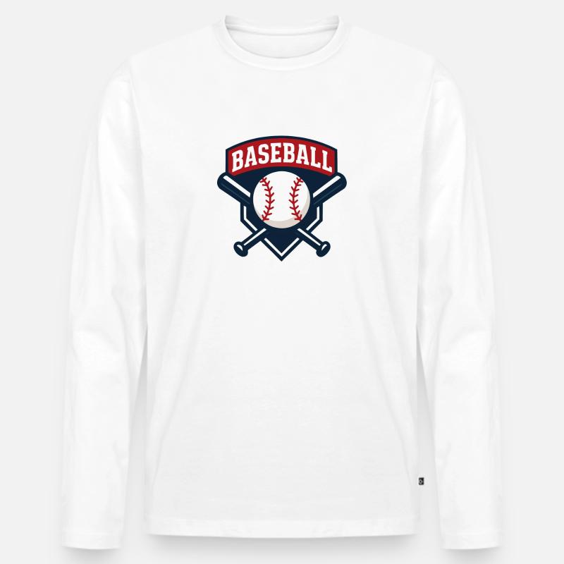 Baseball Emblem Schild mit Ball - Männer Premium Bio Langarmshirt - Weiß